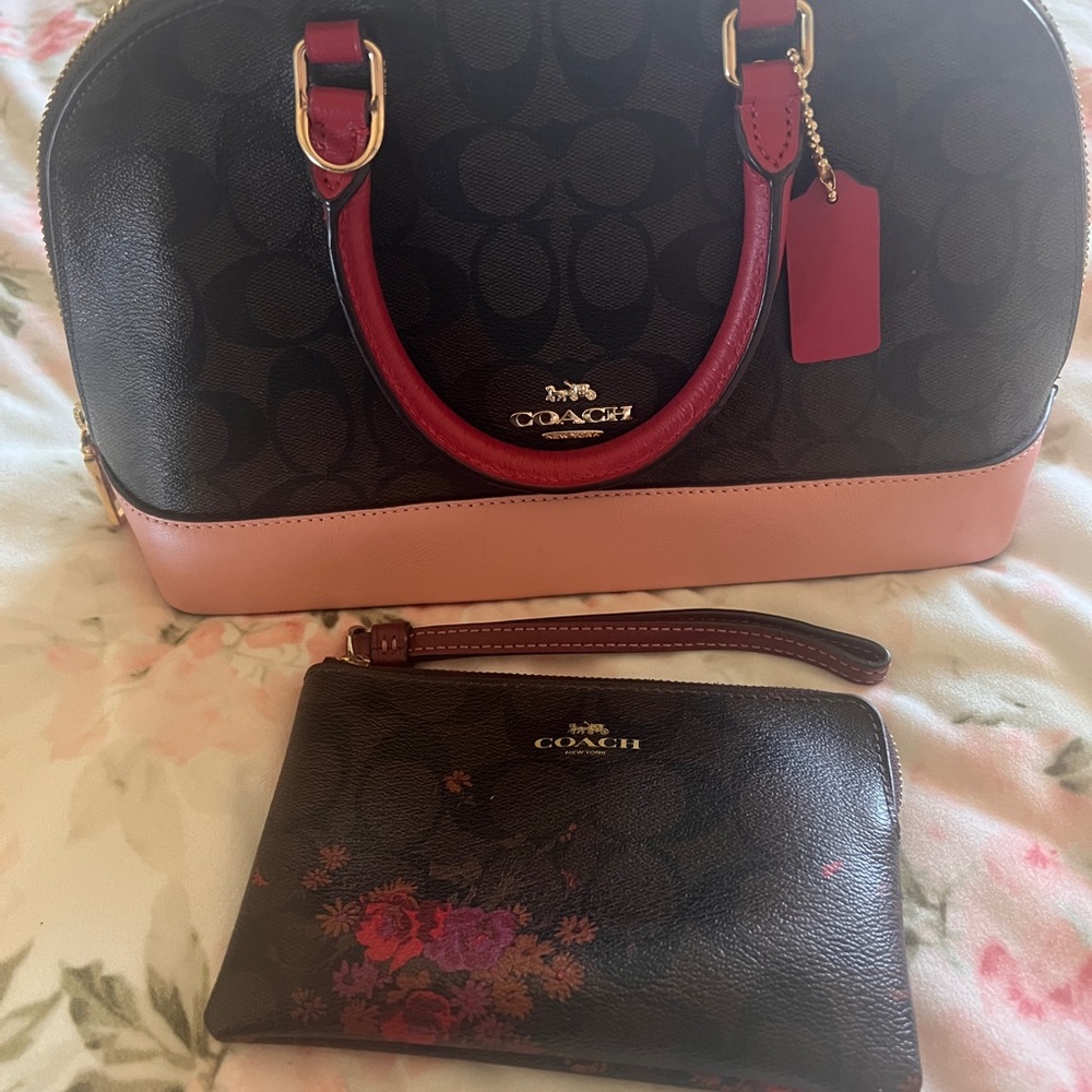 Coach signature brown and Pink Women's Bag Set